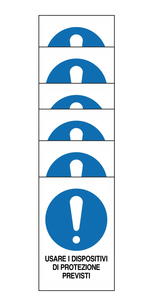 KIT DI 6 ADESIVI RETTANGOLARI - USARE I DISPOSITIVI DI PROTEZIONE PREVISTI - Pittogramma ISO 7010 Con Stampa Diretta U.V. (IDEALE ANCHE PER ESTERNO)