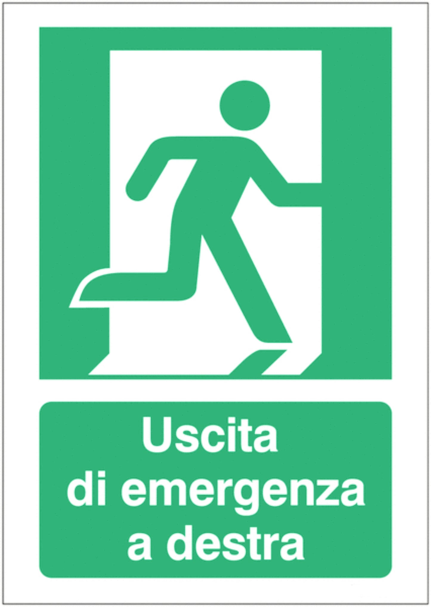 GLOBAL CARTELLO SEGNALETICO - Uscita di emergenza a destra - Adesivo Extra Resistente, Pannello in Forex, Pannello In Alluminio