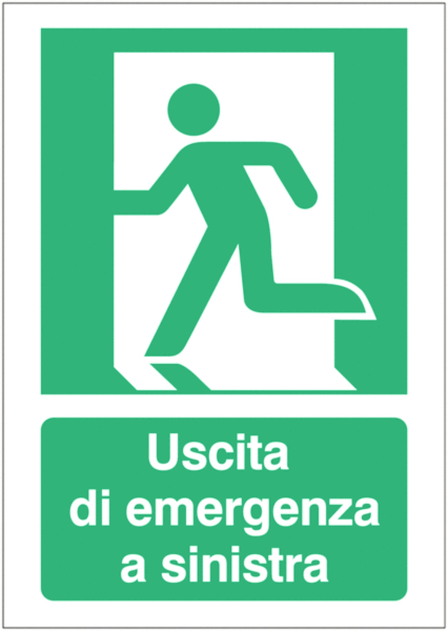 GLOBAL CARTELLO SEGNALETICO - Uscita di emergenza a sinistra - Adesivo Extra Resistente, Pannello in Forex, Pannello In Alluminio
