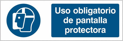 GLOBAL CARTELLO SEGNALETICO UNI - Uso obligatorio de pantalla protectora - Adesivo Extra Resistente, Pannello in Forex, Pannello In Alluminio