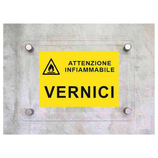 Global Targa Cartello in plexiglass - VERNICI RETTANGOLARE - Con Distanziali in acciaio inox, Stampa UV