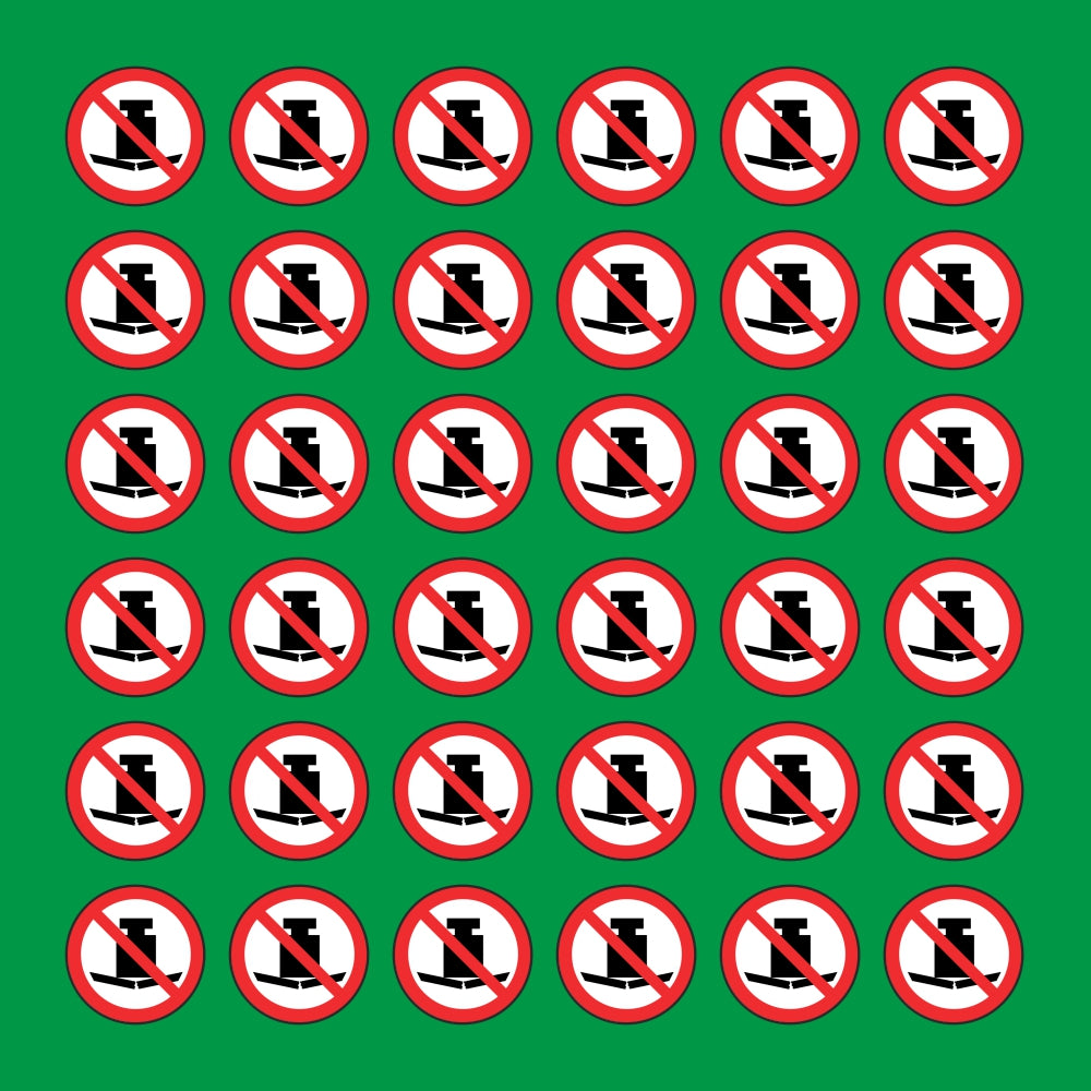 PACCO DA 6 KIT DI 6 ADESIVI ROTONDI - VIETATO APPOGGIARE CARICHI PESANTI - Pittogramma ISO 7010 Con Stampa Diretta U.V.