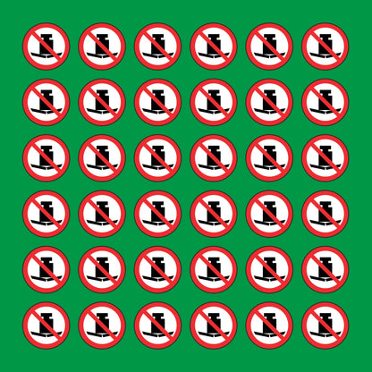 PACCO DA 6 KIT DI 6 ADESIVI ROTONDI - VIETATO APPOGGIARE CARICHI PESANTI - Pittogramma ISO 7010 Con Stampa Diretta U.V.