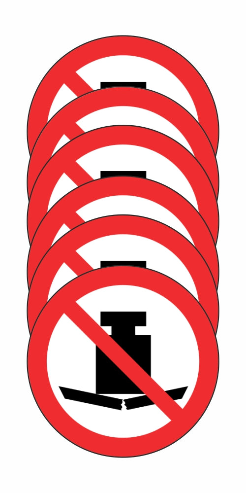 GLOBAL KIT DI 6 ADESIVI ROTONDI - VIETATO APPOGGIARE CARICHI PESANTI - Pittogramma ISO 7010 Con Stampa Diretta U.V. (IDEALE ANCHE PER ESTERNO)
