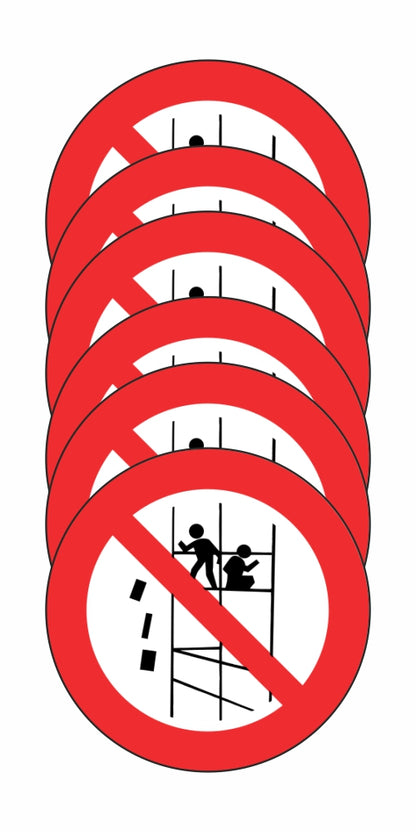 GLOBAL KIT DI 6 ADESIVI - VIETATO GETTARE MATERIALI DAI PONTEGGI - Pittogramma ISO 7010 Con Stampa Diretta U.V. (IDEALE ANCHE PER ESTERNO)