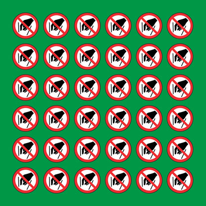 PACCO DA 6 KIT DI 6 ADESIVI ROTONDI - VIETATO INTRODURRE LE MANI - Pittogramma ISO 7010 Con Stampa Diretta U.V.