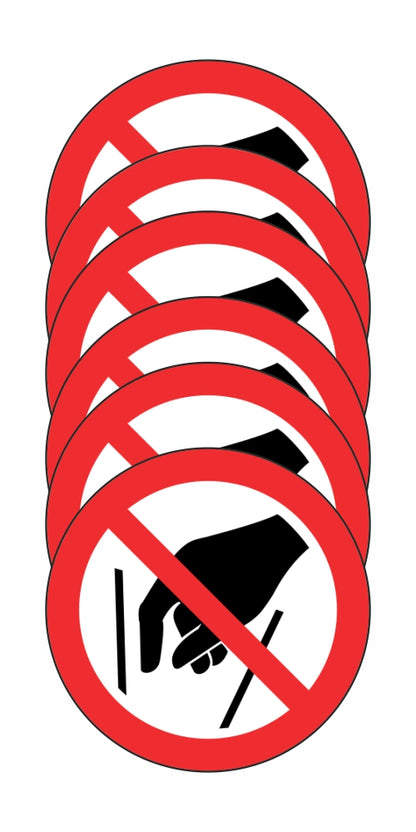 GLOBAL KIT DI 6 ADESIVI ROTONDI - VIETATO INTRODURRE LE MANI - Pittogramma ISO 7010 Con Stampa Diretta U.V. (IDEALE ANCHE PER ESTERNO)