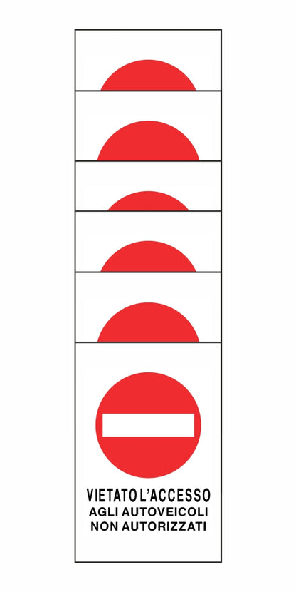 KIT DI 6 ADESIVI RETTANGOLARI - VIETATO L'ACCESSO AGLI AUTOVEICOLI NON AUTORIZZATI- Pittogramma ISO 7010 Con Stampa Diretta U.V. (IDEALE ANCHE PER ESTERNO)