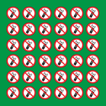 PACCO DA 6 KIT DI 6 ADESIVI ROTONDI - VIETATO L'USO DI TELEFONI CELLULARI - Pittogramma ISO 7010 Con Stampa Diretta U.V.