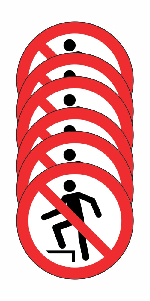 GLOBAL KIT DI 6 ADESIVI ROTONDI - VIETATO SALIRE - Pittogramma ISO 7010 Con Stampa Diretta U.V. (IDEALE ANCHE PER ESTERNO)