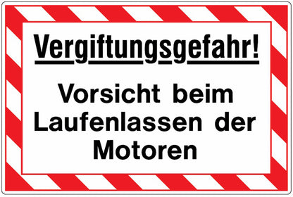 GLOBAL CARTELLO SEGNALETICO - Vergiftungsgefahr! Vorsicht beim Laufenlassen der Motoren -  Adesivo Extra Resistente, Pannello in Forex, Pannello In Alluminio