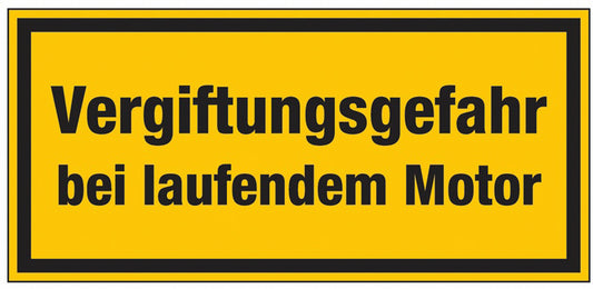 GLOBAL CARTELLO SEGNALETICO UNI - Vergiftungsgefahr bei laufendem Motor - Adesivo Extra Resistente, Pannello in Forex, Pannello In Alluminio