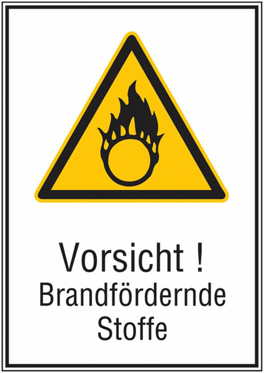 GLOBAL CARTELLO SEGNALETICO - Vorsicht! Brandfördernde Stoffe -  Adesivo Extra Resistente, Pannello in Forex, Pannello In Alluminio