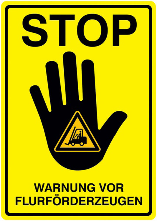 GLOBAL CARTELLO SEGNALETICO - Warnung vor Flurförderzeugen - RE-Move STOP-Kombischilder -  Adesivo Extra Resistente, Pannello in Forex, Pannello In Alluminio