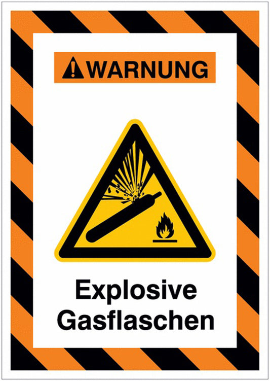 GLOBAL CARTELLO SEGNALETICO - Warnung vor Gasflaschen -  Adesivo Extra Resistente, Pannello in Forex, Pannello In Alluminio