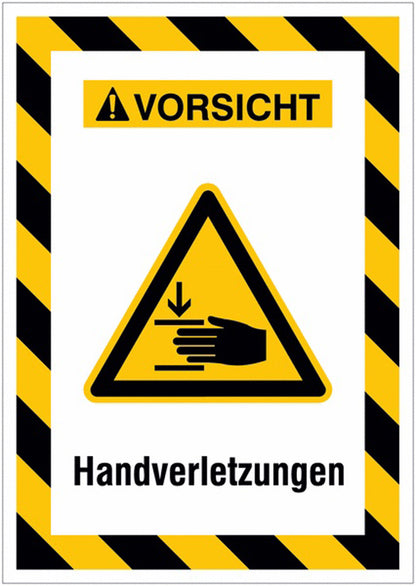 GLOBAL CARTELLO SEGNALETICO - Warnung vor Handverletzungen -  Adesivo Extra Resistente, Pannello in Forex, Pannello In Alluminio