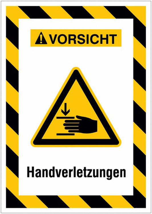 GLOBAL CARTELLO SEGNALETICO - Warnung vor Handverletzungen -  Adesivo Extra Resistente, Pannello in Forex, Pannello In Alluminio