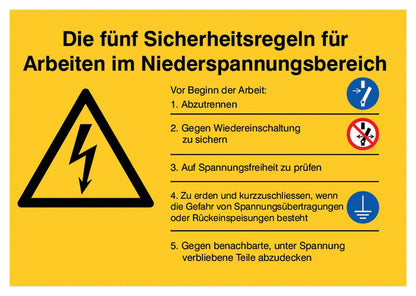 GLOBAL CARTELLO SEGNALETICO - Warnung vor Niederspannungsbereich -  Adesivo Extra Resistente, Pannello in Forex, Pannello In Alluminio
