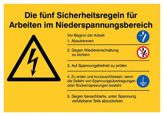 GLOBAL CARTELLO SEGNALETICO - Warnung vor Niederspannungsbereich -  Adesivo Extra Resistente, Pannello in Forex, Pannello In Alluminio