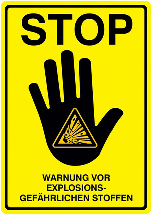 GLOBAL CARTELLO SEGNALETICO - Warnung vor explosionsgefährlichen Stoffen - RE-Move STOP -  Adesivo Extra Resistente, Pannello in Forex, Pannello In Alluminio