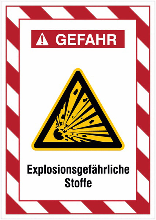 GLOBAL CARTELLO SEGNALETICO - Warnung vor explosionsgefährlichen Stoffen -  Adesivo Extra Resistente, Pannello in Forex, Pannello In Alluminio
