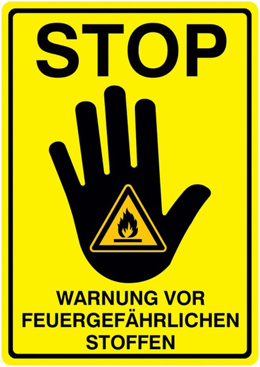 GLOBAL CARTELLO SEGNALETICO - Warnung vor feuergefährlichen Stoffen - RE-Move STOP-Kombischilder -  Adesivo Extra Resistente, Pannello in Forex, Pannello In Alluminio