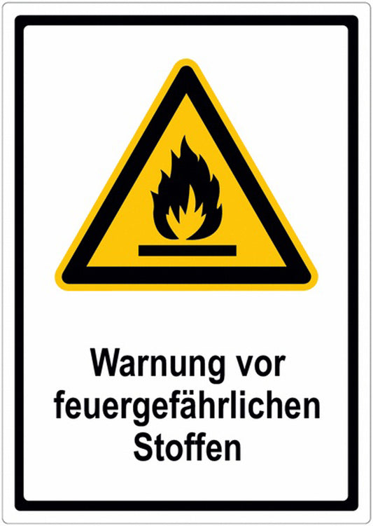 GLOBAL CARTELLO SEGNALETICO - Warnung vor feuergefährlichen Stoffen -  Adesivo Extra Resistente, Pannello in Forex, Pannello In Alluminio