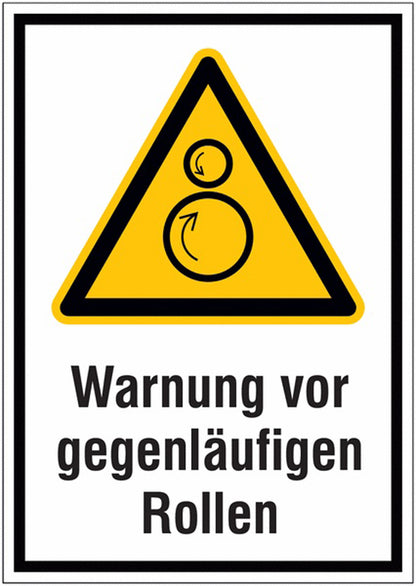 GLOBAL CARTELLO SEGNALETICO - Warnung vor gegenläufigen Rollen -  Adesivo Extra Resistente, Pannello in Forex, Pannello In Alluminio