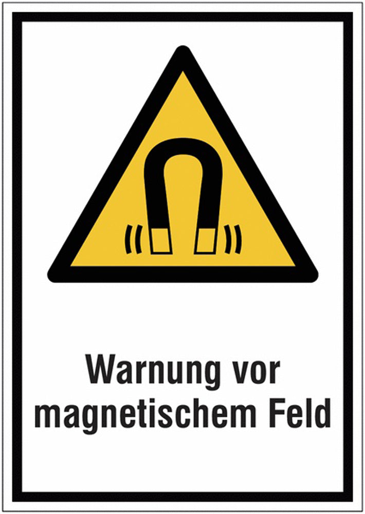 GLOBAL CARTELLO SEGNALETICO - Warnung vor magnetischem Feld -  Adesivo Extra Resistente, Pannello in Forex, Pannello In Alluminio