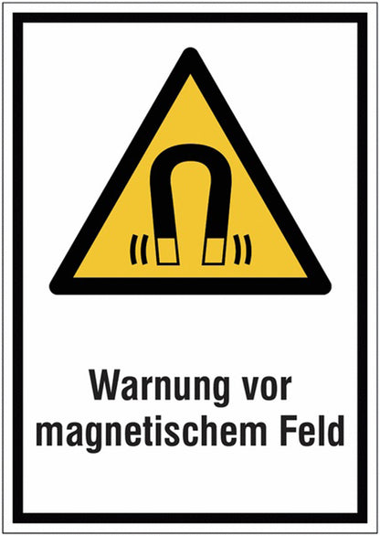 GLOBAL CARTELLO SEGNALETICO - Warnung vor magnetischem Feld -  Adesivo Extra Resistente, Pannello in Forex, Pannello In Alluminio