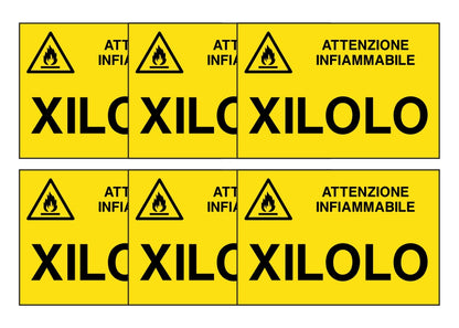KIT DI 6 ADESIVI RETTANGOLARI - XILOLO - Pittogramma ISO 7010 Con Stampa Diretta U.V. (IDEALE ANCHE PER ESTERNO)