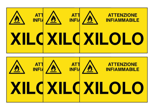KIT DI 6 ADESIVI RETTANGOLARI - XILOLO - Pittogramma ISO 7010 Con Stampa Diretta U.V. (IDEALE ANCHE PER ESTERNO)