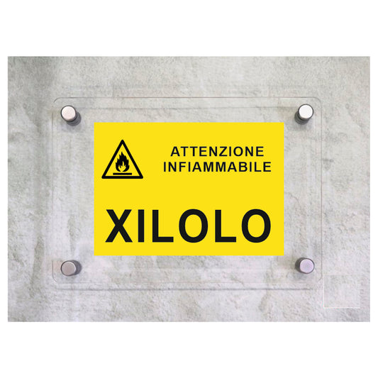 Global Targa Cartello in plexiglass - XILOLO RETTANGOLARE - Con Distanziali in acciaio inox, Stampa UV (Copy)