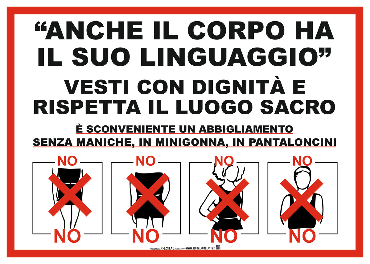 ABBIGLIAMENTO DECOROSO - CARTELLO SEGNALETICO in Adesivo Resistente, Pannello in Forex, Pannello In Alluminio o in Plexiglas
