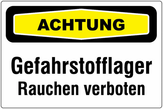 GLOBAL CARTELLO SEGNALETICO - achtung Gefahrstofflager-Rauchen verboten -  Adesivo Extra Resistente, Pannello in Forex, Pannello In Alluminio