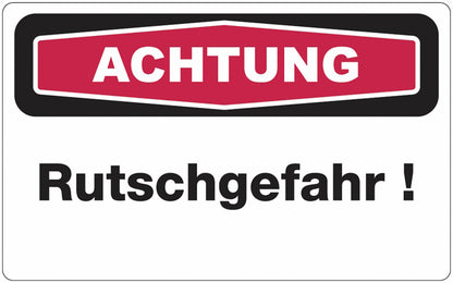 GLOBAL CARTELLO SEGNALETICO - achtung Rutschgefahr -  Adesivo Extra Resistente, Pannello in Forex, Pannello In Alluminio
