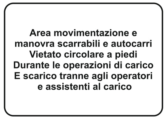 GLOBAL CARTELLO SEGNALETICO - area movimentazione e manovra scarribili e autocarri - Adesivo Extra Resistente, Pannello in Forex, Pannello In Alluminio