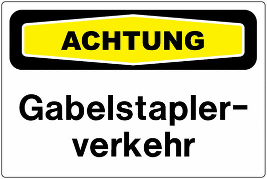 GLOBAL CARTELLO SEGNALETICO - aschtung Gabelstaplerverkehr -  Adesivo Extra Resistente, Pannello in Forex, Pannello In Alluminio