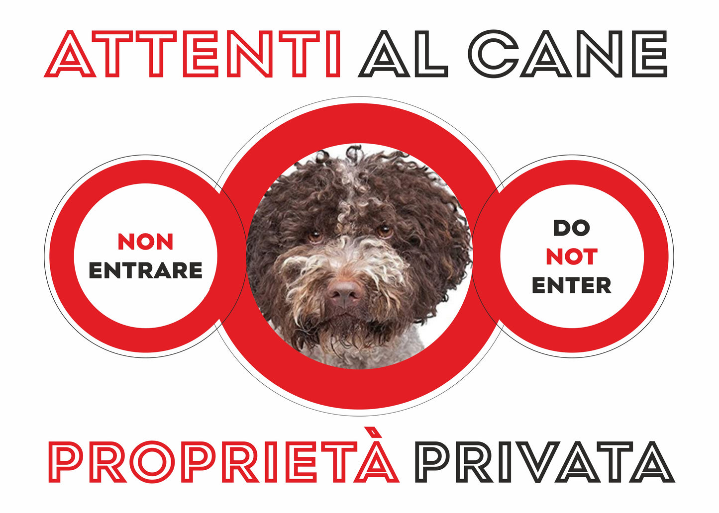 GLOBAL CARTELLO SEGNALETICO - attenti al cane lagotto proprietà privata - Adesivo Extra Resistente, Pannello in Forex, Pannello In Alluminio