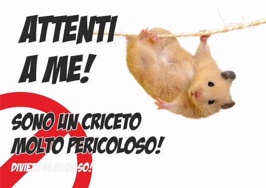 GLOBAL CARTELLO SEGNALETICO - attenti al criceto, è molto pericoloso - Adesivo Extra Resistente, Pannello in Forex, Pannello In Alluminio