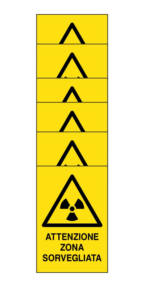 KIT DI 6 ADESIVI RETTANGOLARI - attenzione zona sorvegliata   - Pittogramma ISO 7010 Con Stampa Diretta U.V. (IDEALE ANCHE PER ESTERNO)