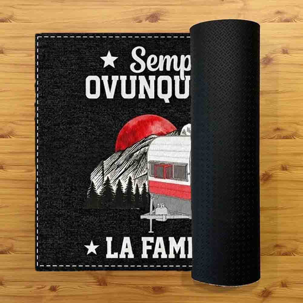 Tappeto zerbino personalizzato - Sempre a casa ovunque viaggiamo - con stampa ad alta qualità, ideale per ingressi