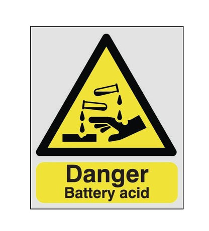 GLOBAL CARTELLO SEGNALETICO - Danger Battery Acid - Adesivo Extra Resistente, Pannello in Forex, Pannello In Alluminio