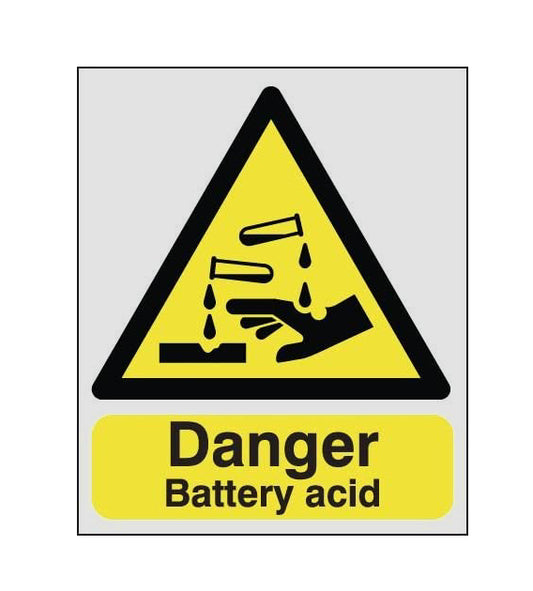 GLOBAL CARTELLO SEGNALETICO - Danger Battery Acid - Adesivo Extra Resistente, Pannello in Forex, Pannello In Alluminio
