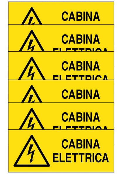 GLOBAL KIT DI 6 ADESIVI UNI - cabina elettrica - Pittogramma ISO 7010 Con Stampa Diretta U.V. (IDEALE ANCHE PER ESTERNO)