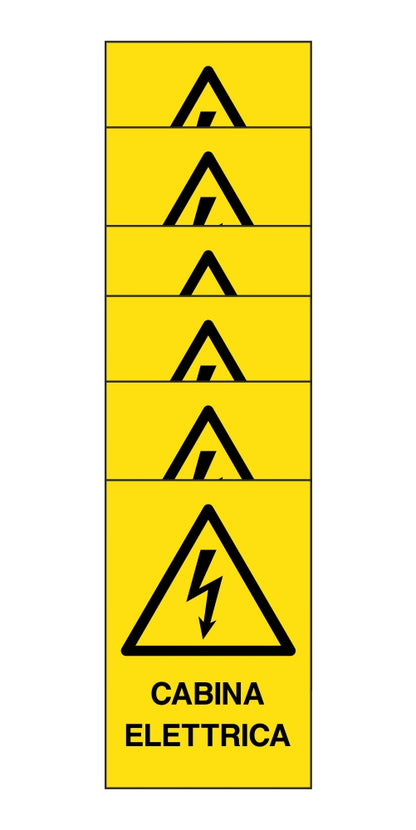 KIT DI 6 ADESIVI RETTANGOLARI - cabina elettrica - Pittogramma ISO 7010 Con Stampa Diretta U.V. (IDEALE ANCHE PER ESTERNO)