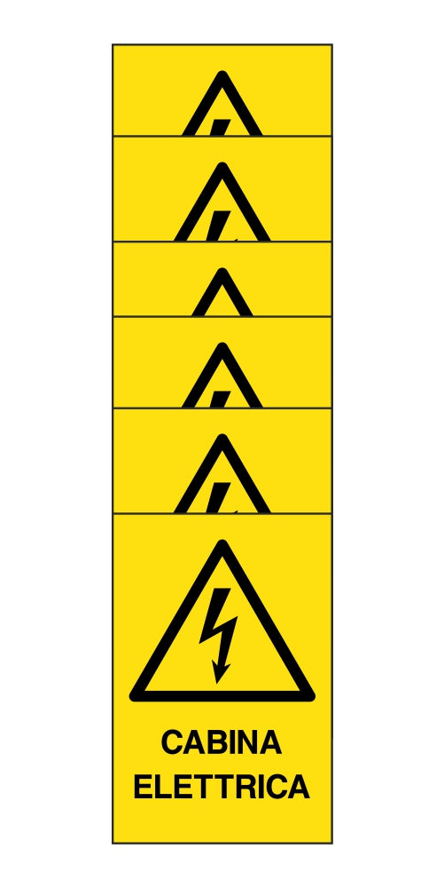 KIT DI 6 ADESIVI RETTANGOLARI - cabina elettrica - Pittogramma ISO 7010 Con Stampa Diretta U.V. (IDEALE ANCHE PER ESTERNO)