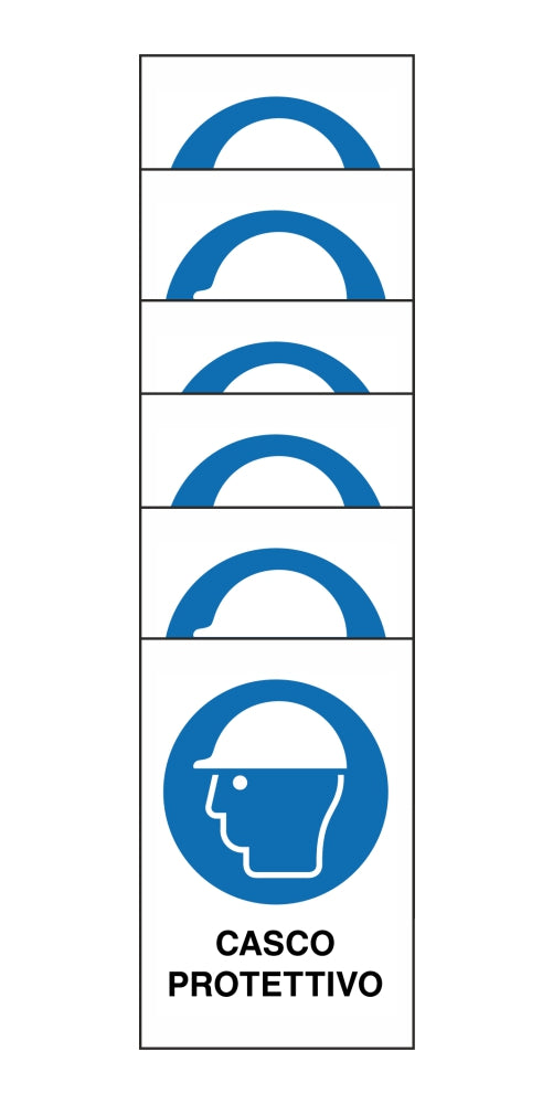 KIT DI 6 ADESIVI RETTANGOLARI - casco protettivo - Pittogramma ISO 7010 Con Stampa Diretta U.V. (IDEALE ANCHE PER ESTERNO)