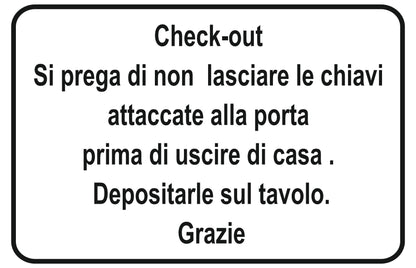 GLOBAL CARTELLO SEGNALETICO - check-out si prega di non lasciare le chiavi - Adesivo Extra Resistente, Pannello in Forex, Pannello In Alluminio