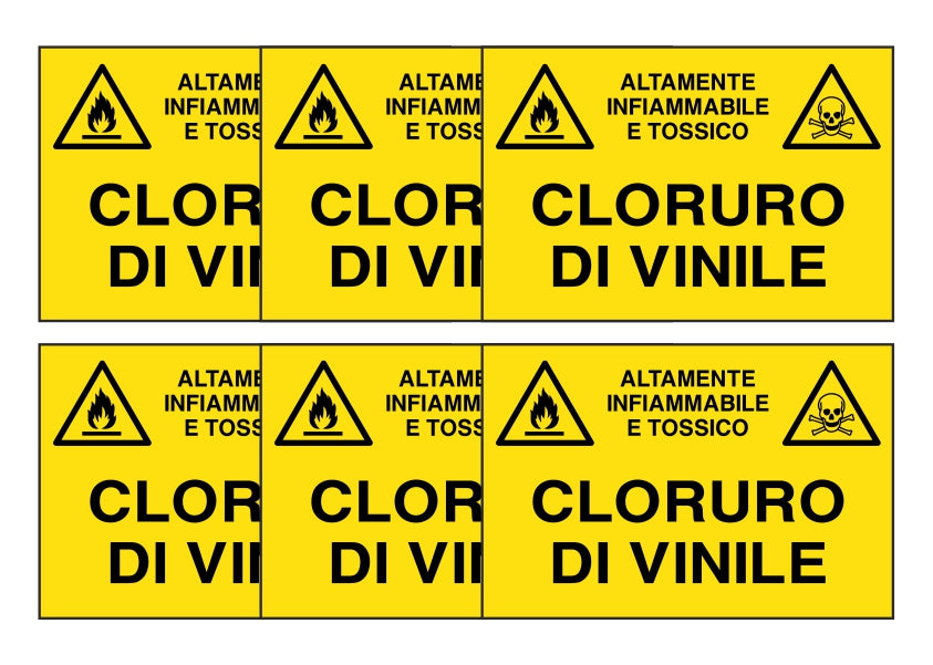 KIT DI 6 ADESIVI RETTANGOLARI - CLORURO DI VINILE - Pittogramma ISO 7010 Con Stampa Diretta U.V. (IDEALE ANCHE PER ESTERNO)